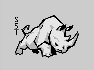 SST Rhino Mascot art branding character design flat graphic design identity illustration logo thick lines thicklines vector