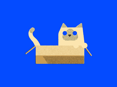 Cat in box cute flat geometric graphic design illustration illustrator postcard vector