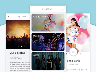 Event Festivals and Music App app designer interface design minimal app music app ui uiux ux