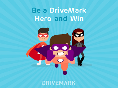 Drivemark superhero characters for socmed