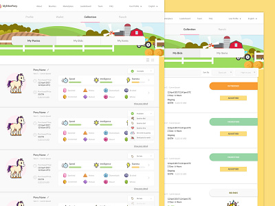 MyEtherPony Mobile Game Collection Page illustration ui uiux ux web design