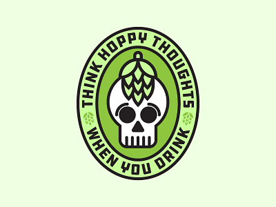 Hoppy Thoughts. badge beers hops skulls thoughts
