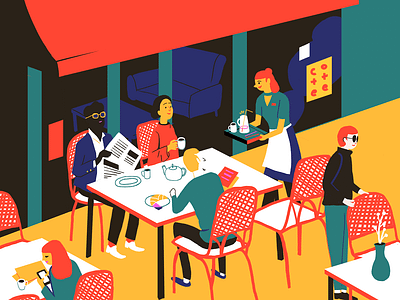 Cafe flat illustration