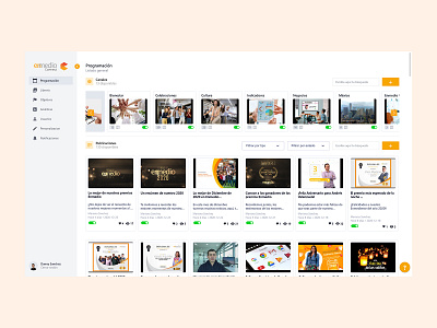 Channels and post of Enmedio Connect channels dashboad dashboard ui design post ui uiux ux web