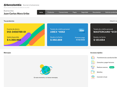 Virtual platform of Bancolombia bank design experience interface platform ui uiux ux web website