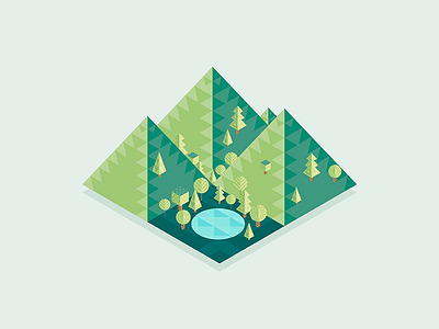 Carpathians flat forest illustration isometric mountains nature trees