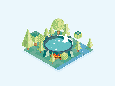 Forest Lounge flat forest illustration isometric nature trees