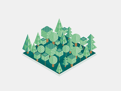 Woods flat forest illustration isometric nature trees