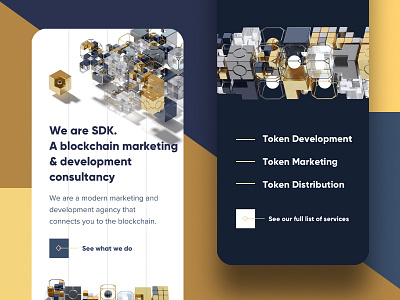 SDK Mobile 3d block chain landing page marketing mobile ui web design