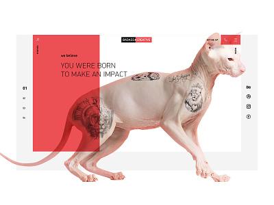 Badass+Creative Agency About Us Hero cat creative agency red studio tattoo ui web design