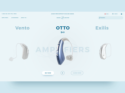 Hearing Amplifier Product Slider 3d ecommerce interaction interaction design ui web design