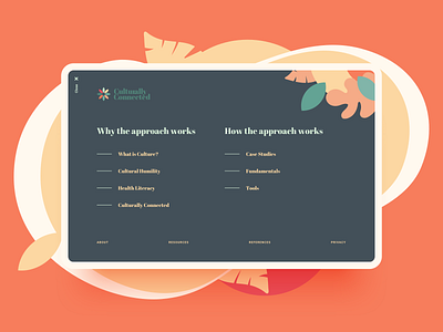 Culturally Connected Menu abstract education hamburger healthcare illustration infographic menu ui web design