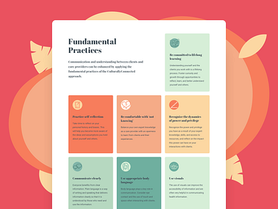 Fundamental Practices cards colorful educational healthcare ui web design