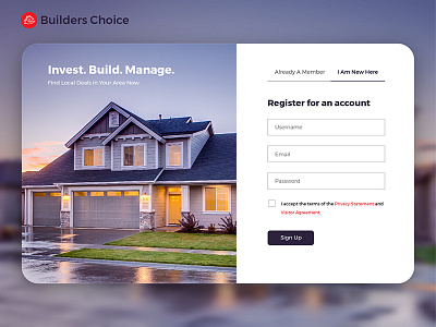 Home Builder Website builder home house invest landing login page redesign rent signup ui web