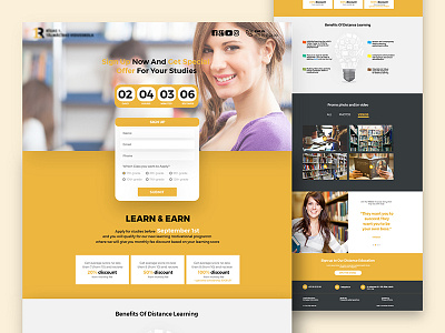 School Landing Page college education landing learn page school student ui university ux website