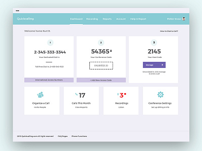 Quick calling dashboard blue clean dashboard design flat icon pricing purple ui ux web website