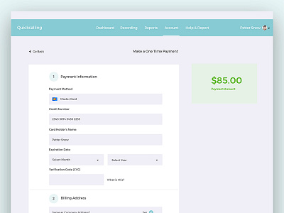 Quick calling dashboard blue clean dashboard design flat icon pricing purple ui ux web website