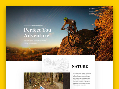 Riding Bicycle landing page bicycle bike clean fix grid homepage landing minimal page product white yellow