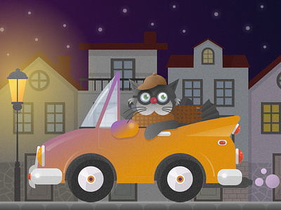 Cat Night Driving