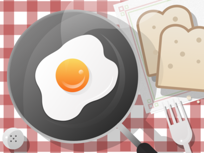 Scrambled Eggs bread breakfast egg fork illustration picnic scrambled egg tablecloth vector art