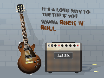 Guitar & Amp amp electric guitar guitar guitar amp illustration les paul rock and roll rock band vector