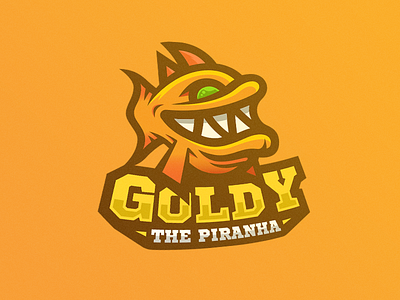 Goldy The Piranha branding esports fish logo mascot piranha sports team logo vector
