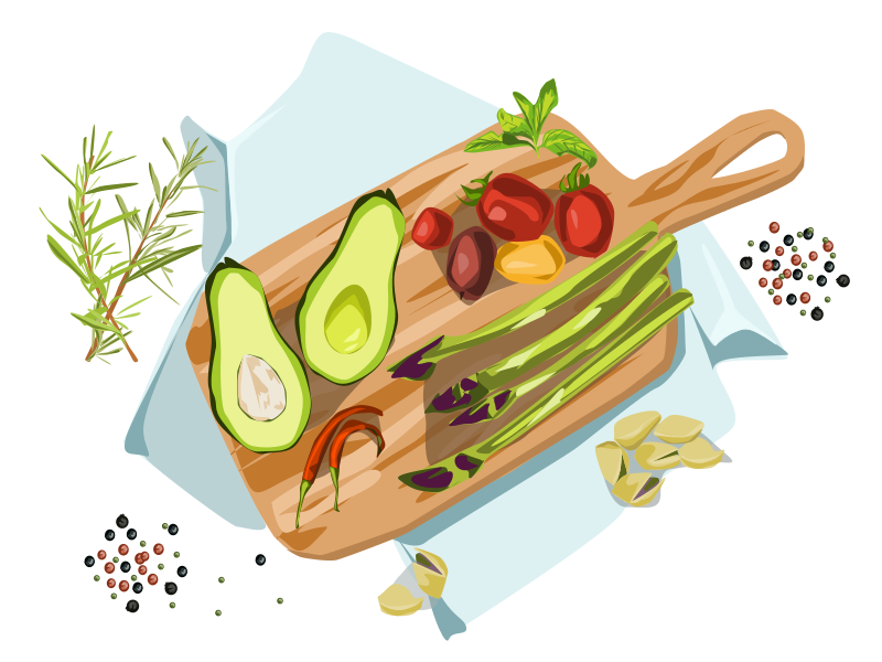 Food plato spices fruits vegetables food icon vector illustration flat design