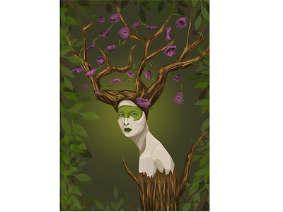 Treegirl design illustration nature portrait vector