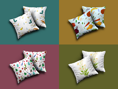 Pillows Mixed branding design food illustration nature pattern design pillow textile vector