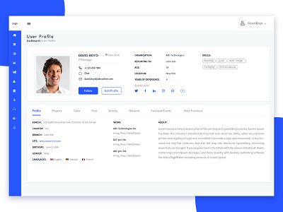 User Profile user interface design