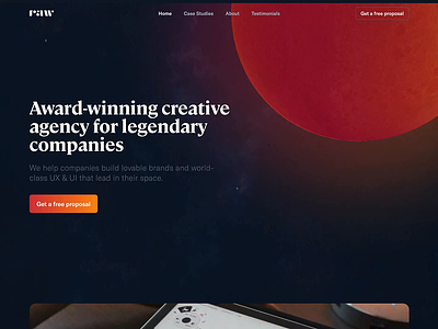 Raw.Studio New Website 2020 agency creative design growth moon product raw startup studio ui ux