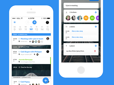 Preparing new app for vyte.in app blue calendar design flat ios iphone material schedule