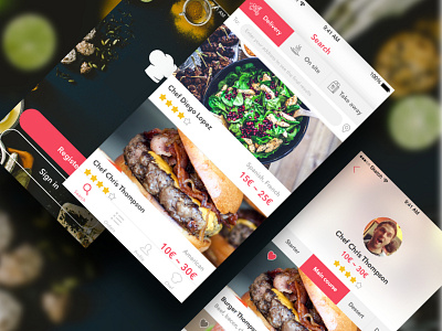 Chef App app application chef cook design interface ios kitchen red ui ux white