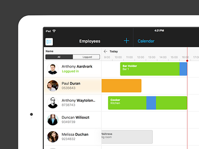 Calendar View for Employees app calendar employee ios ipad ui ux