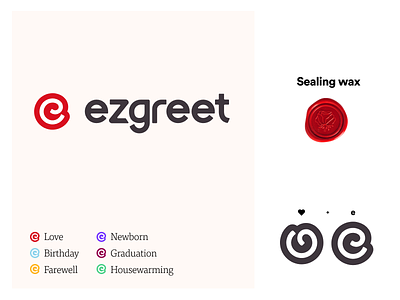 Ezgreet Logo Explanation brand cards greetings heart logo logo 3d red wax