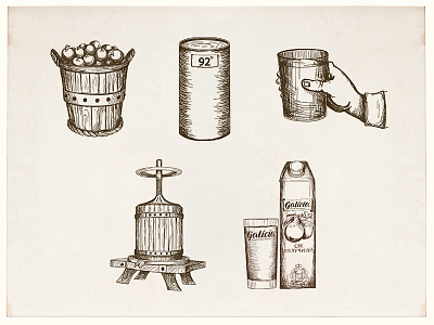 Icon set drawing handdraw icon icons illustaration juice product sketch vintage