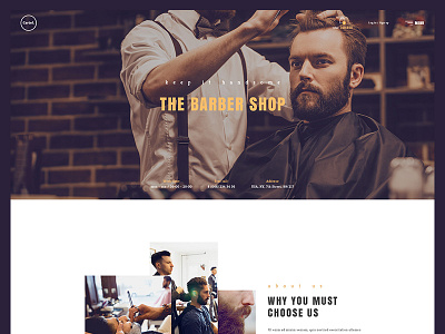 Barber shop barber design hair salon homepage landing one page shop style ui ux web design