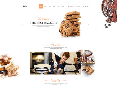 Delice p/4 backery bake cake food landing page onepage restautant ui webdesign