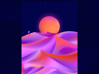 Night at desert - illustration.