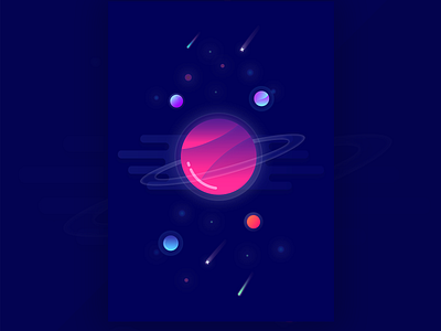 Poster cosmic design gradient illustration planets poster space vector