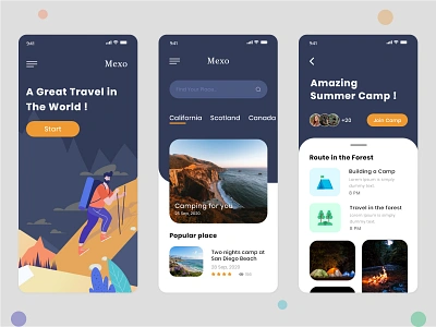 Best Trekkking/ Hiking App app app design camping dribbble minimal mobile app mobile app design motion mountains travel travel app travel blog travelling trekking trending trending ui typography ui ux uiux vector