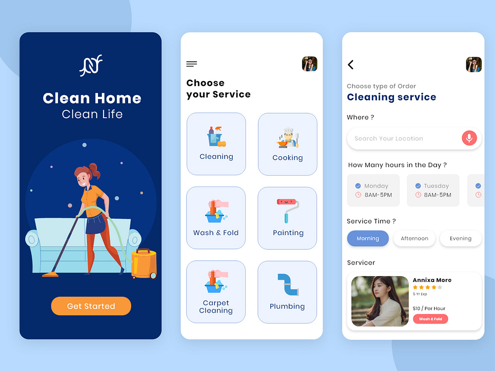 Top Cleaning Service Booking App Ui Design By Excellent Webworld On