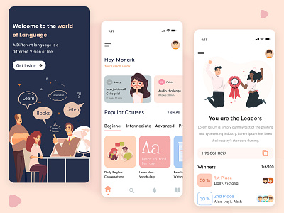 Best Language Learning App android books cources dashboard education educational english ios mobile mobile app mobile app concept mobile application online online education ui user experience user interface ux