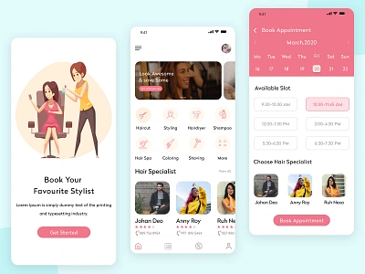 Best Hair Salon Appointment App app design app development beauty app booking girl girls hair salon hair salon app hair spa hair stylist haircut hairstyle mobile app mobile ui park salon appointment app salon booking app uiux