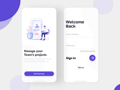 Login/Signup UI Design for Project Management App app design app development management management app mobile app mobile app design mobile ui task management ux design