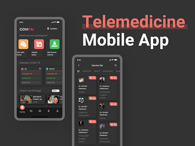 Latest Darkmode UI Design for Telemedicine App app design app development health app health care healthcare mobile app mobile app design telemedicine ui uiux ux design