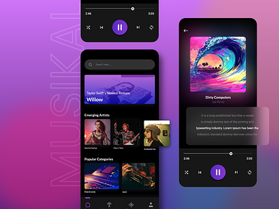 Most Popular UI Design for Music App 🎵 app design app development mobile app mobile app design music music app music player music streaming online music streaming uiux