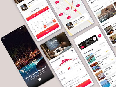 Trending Hotel Booking App UI Design app app design booking booking app design hotel hotel booking hotel booking app mobile app mobile app design restaurant restaurant booking app room booking app travel uiux