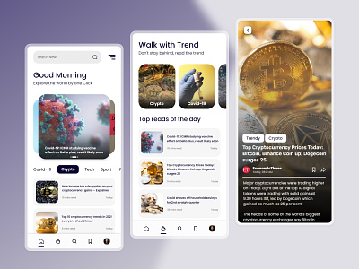 Latest News App UI Design android app design app design app development articles ios app design mobile app mobile app design news news app design news app ui newsfeed newsletter newspaper reading app uiux