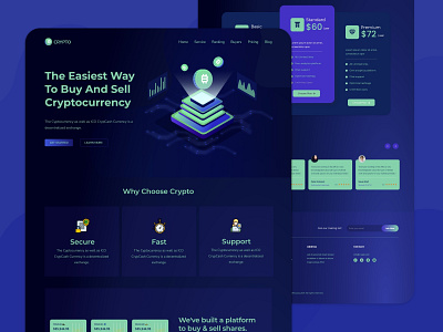 Cryptocurrency Landing Page Design Concept crypto crypto website design cryptocurrency cryptocurrency website design landing page design page design ui ui design uiux website design